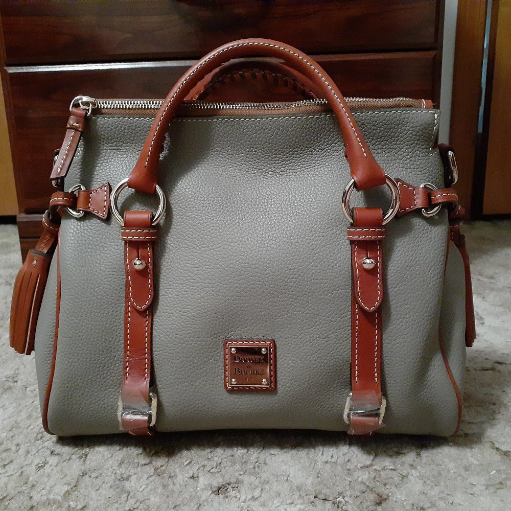 New Dooney & Bourke Pebble Leather Satchel ~ Taupe